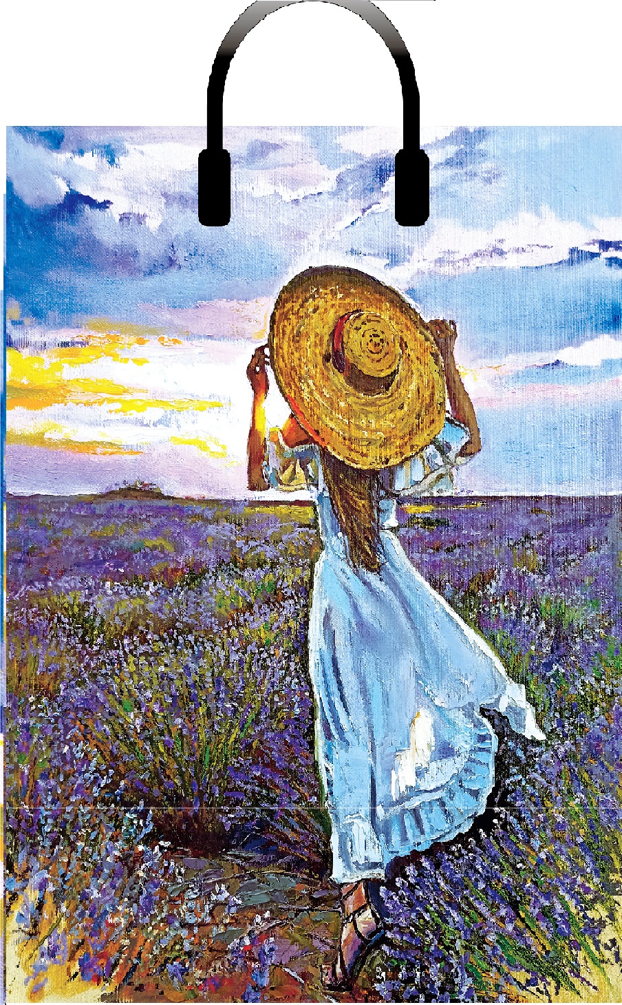 Пакет п/э Артпласт лавандовое поле 38х45+3см с пласт. ручкой 90мкм ПЛР56223