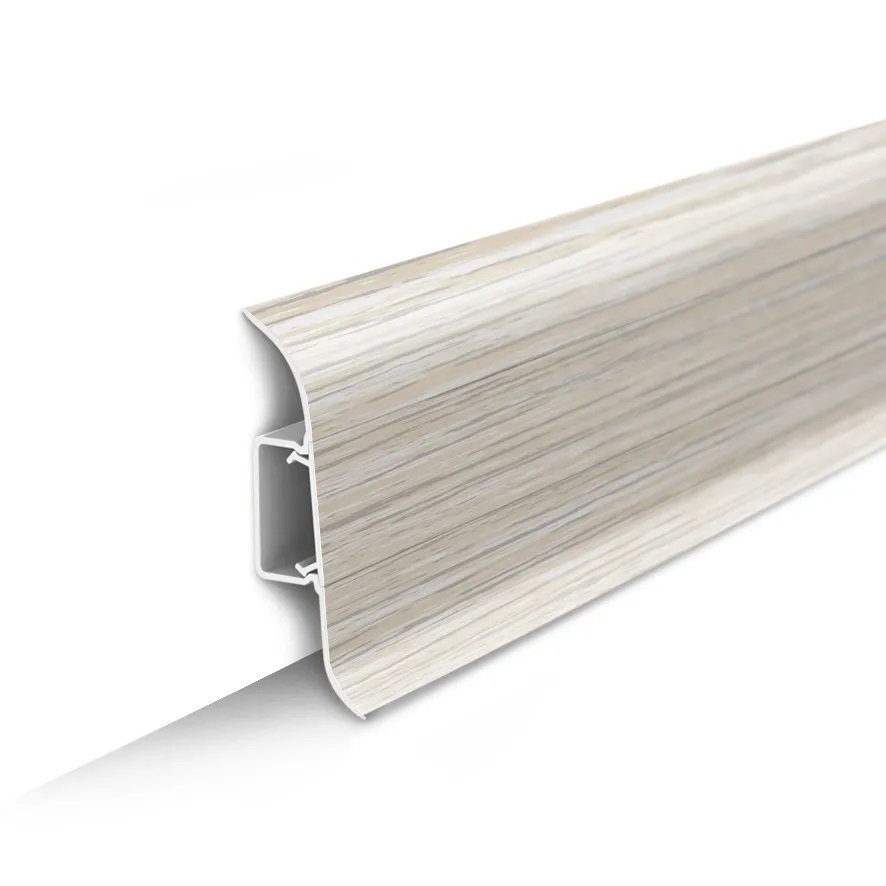 Плинтус ПВХ 2,2м с мягк. краем 55мм "Идеал Классик", 252 Ясень белый