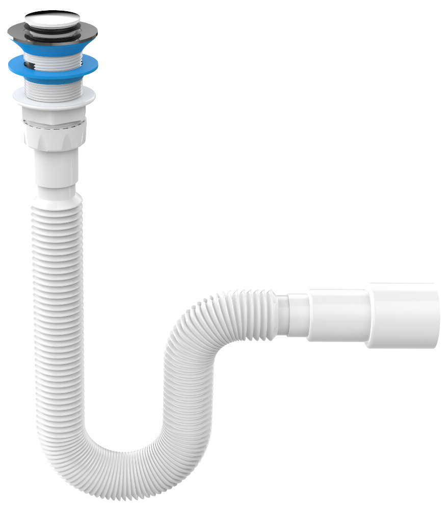 Сифон 1 1/2"х40/50 гофрированный, с механ. click-cluck длинна в раст.состоянии 750мм GCC120-0 ZEGOR