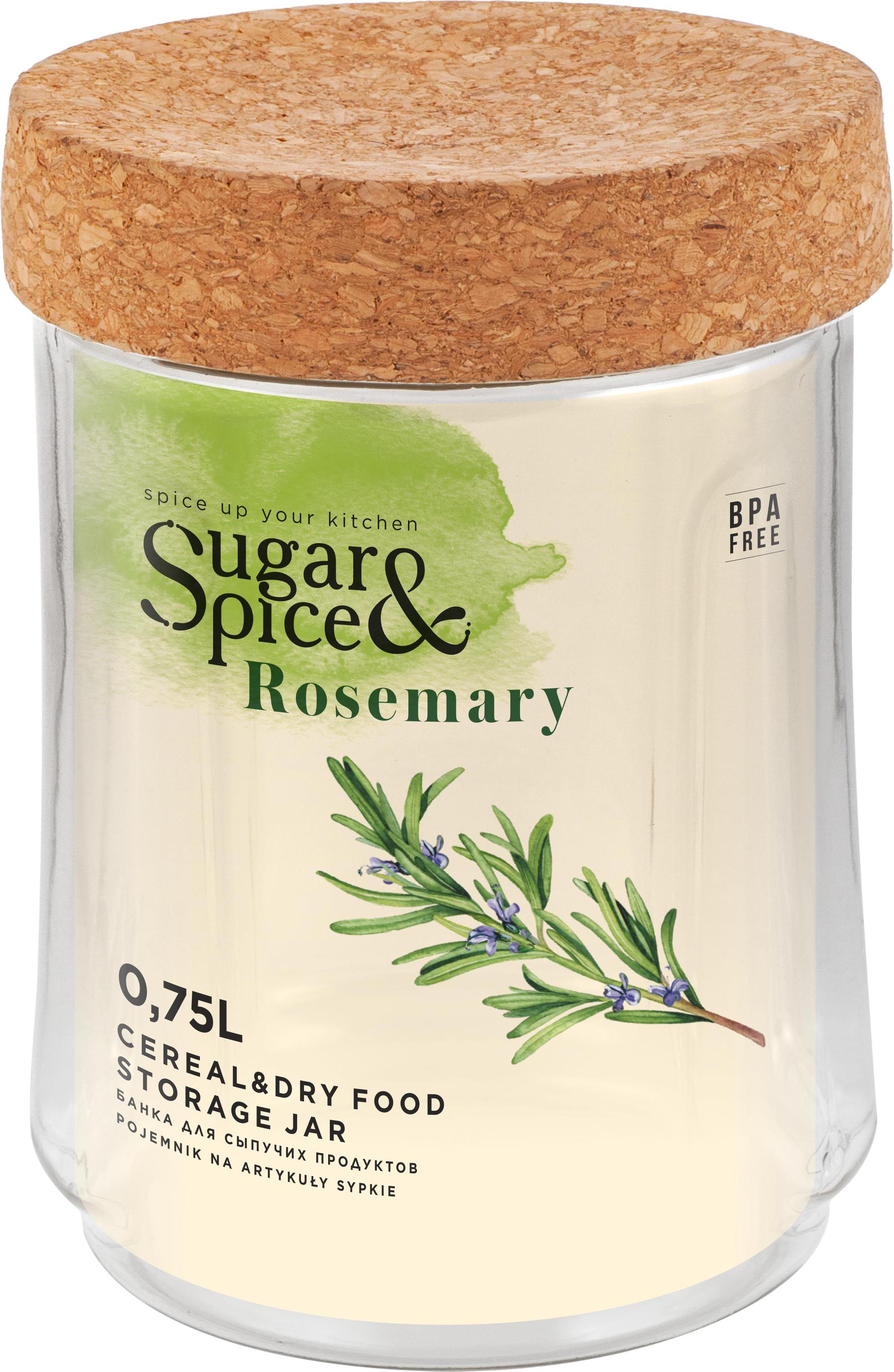 Банка для продуктов пласт. Sugar&Spice Rosemary 0,75л пробк. крышка SE105710996
