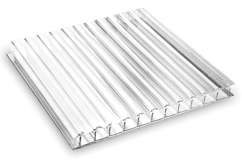 Поликарбонат сотовый прозрачный 6,0мм Poly Crystall 0,75кг/м2 2,1х6,0м (без нижней пленки)- купить в АПлайн