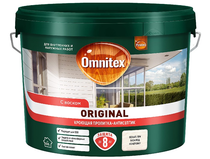 Пропитка Omnitex (Pinotex) кроющая Original BW (база под колеровку) 9л50035131- купить в АПлайн