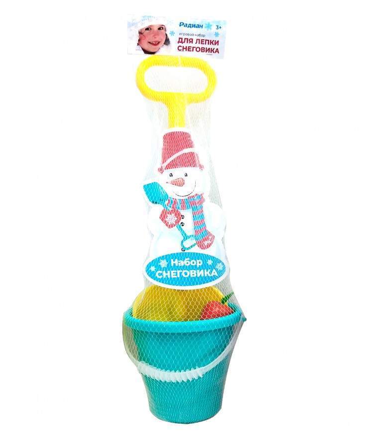 Набор для лепки снеговика ведро,лопата,морковка,глазки,пуговки 10033096
