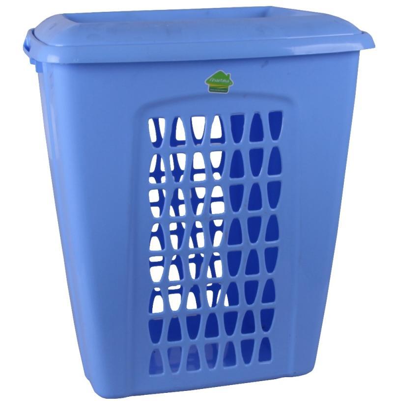 Корзина для белья Молетта пласт. 60л с крышкой фиолетовая с702фил