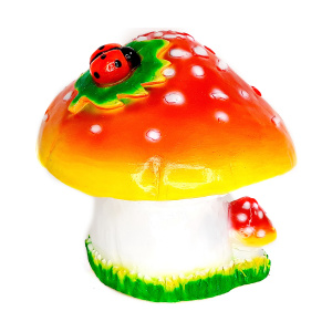 Фигура садовая гипс Гриб с коровкой 240х290мм арт.340