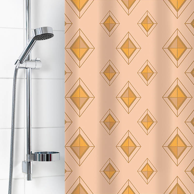 Штора для ванной комнаты Vilina бежевый фон 6984 полиэтилен 180х180 с кольцами 82780