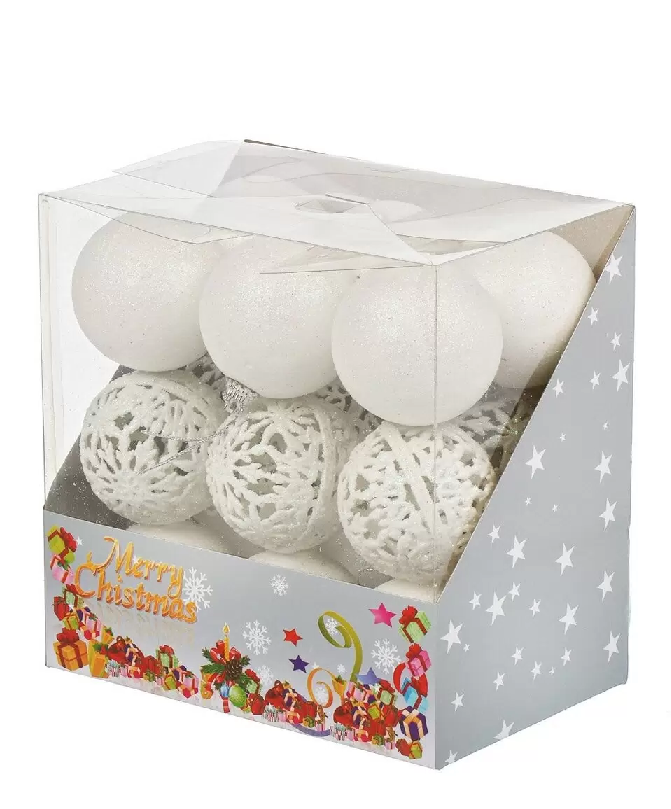 Набор шаров пласт.белый 18шт 6см 453544 Y4-7442 - 453544 Y4-7442 - купить в АПлайн