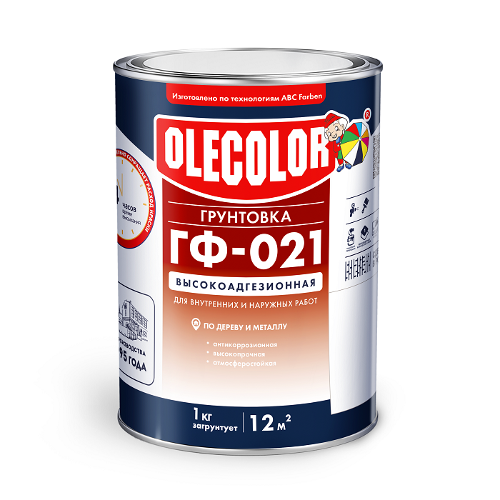 Грунтовка ГФ-021 OLECOLOR красно-коричневая 1кг4300003707- купить в АПлайн
