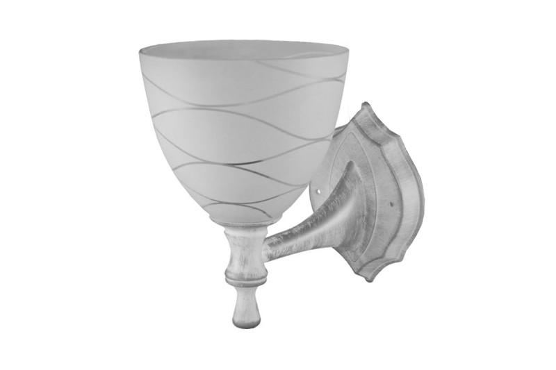 СВЕТИЛЬНИК БРА /БЕЛЫЙ ПОД СЕРЕБРО ПЛАФОН КОНУС "ЛИНИИ" СТЕКЛО Е27 SQ0370-0206 "TDM"