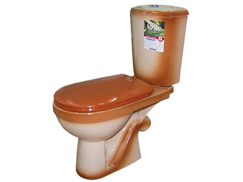 Унитаз-компакт "КОМФОРТ" коричневый косой выпуск с арматурой и сиденьем (г.Киров) 