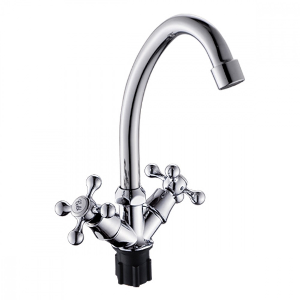 Смеситель для кухни АНТЕЙ Классик с 2-мя рукоятками с высоким изливом, креп.гайка 497065-ANT