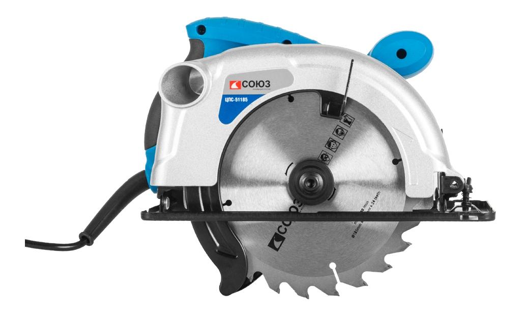 ПИЛА ЦИРКУЛЯРНАЯ 1500ВТ ДИСК 185Х20ММ СОЮЗ/ЦПС-51185/