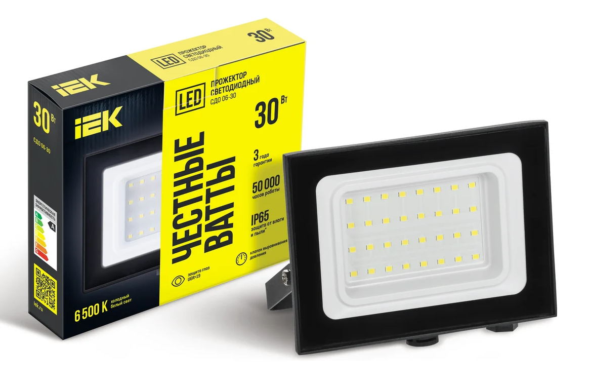 Прожектор светодиодный 30Вт 6500К IP65 черный IEK СДО 06-30 LPD0601-30-65-К02 /756/LPD0601-30-65-К02- купить в АПлайн
