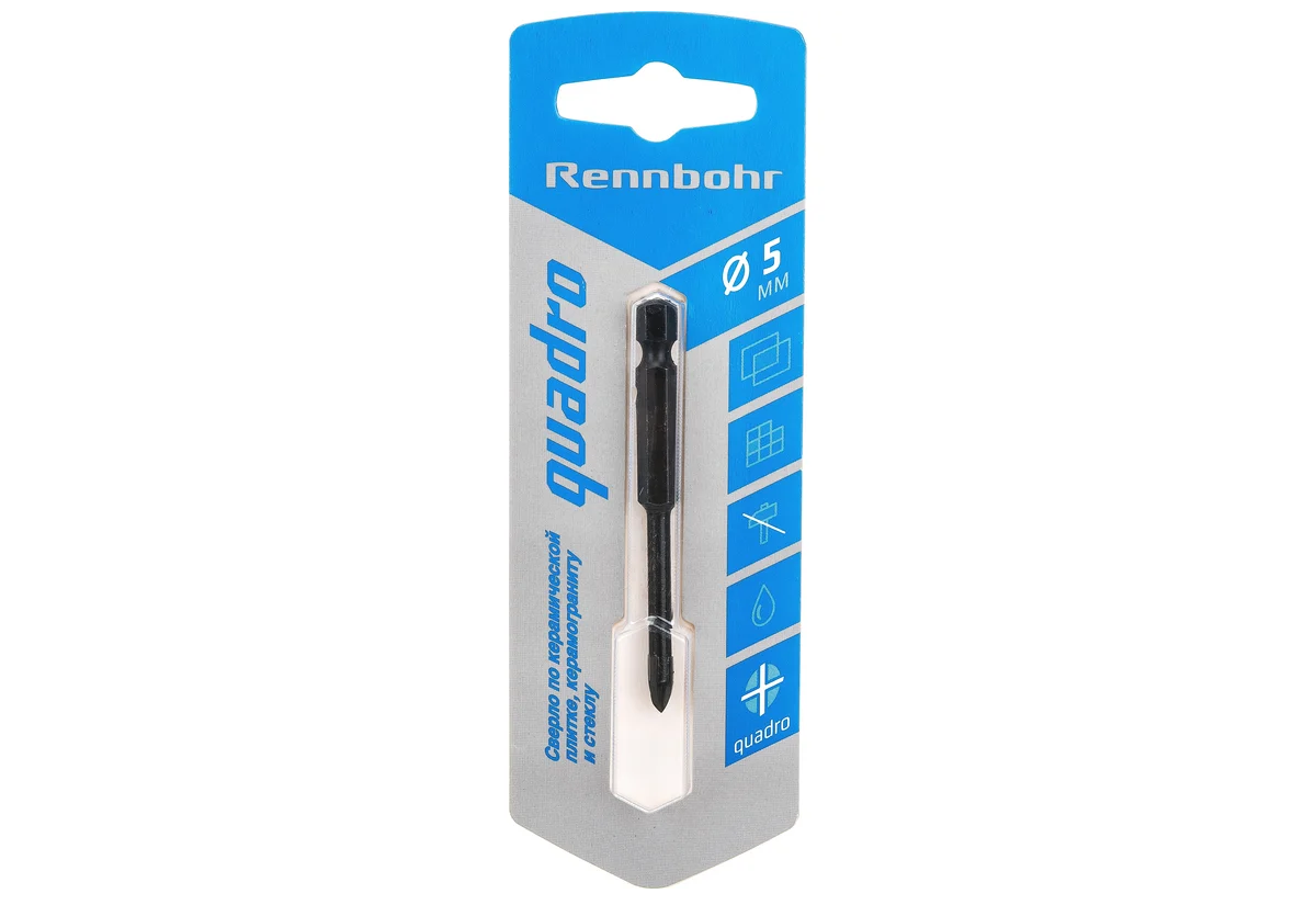 Сверло по керамике 5мм HEX хвостовик Quadro Rennbohr 676105