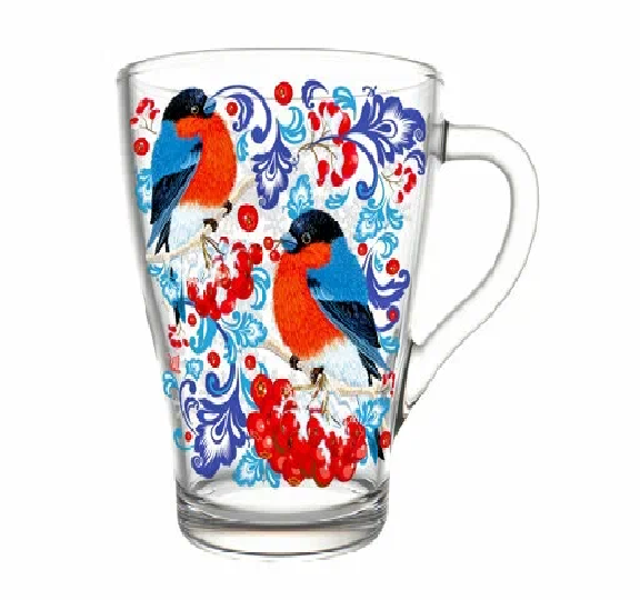 Кружка стекл. Снегири на рябине 250мл 1649-Д 510411