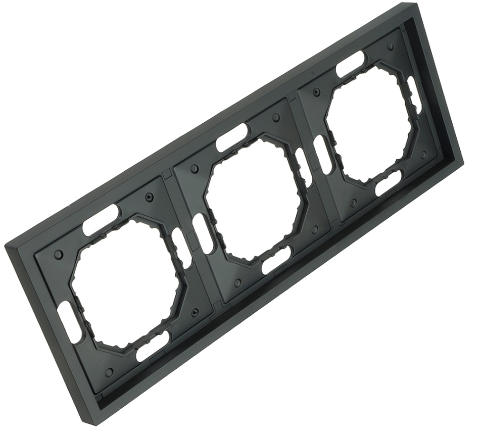 Рамка "Эмили" 3 СП черный уголь soft touch Stekker PFR00-5003-0549860- купить в АПлайн