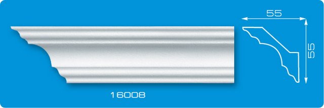 Плинтус потолочный инжекционный "Лагом" №16008 1,3м DISN-116008-WH-0040