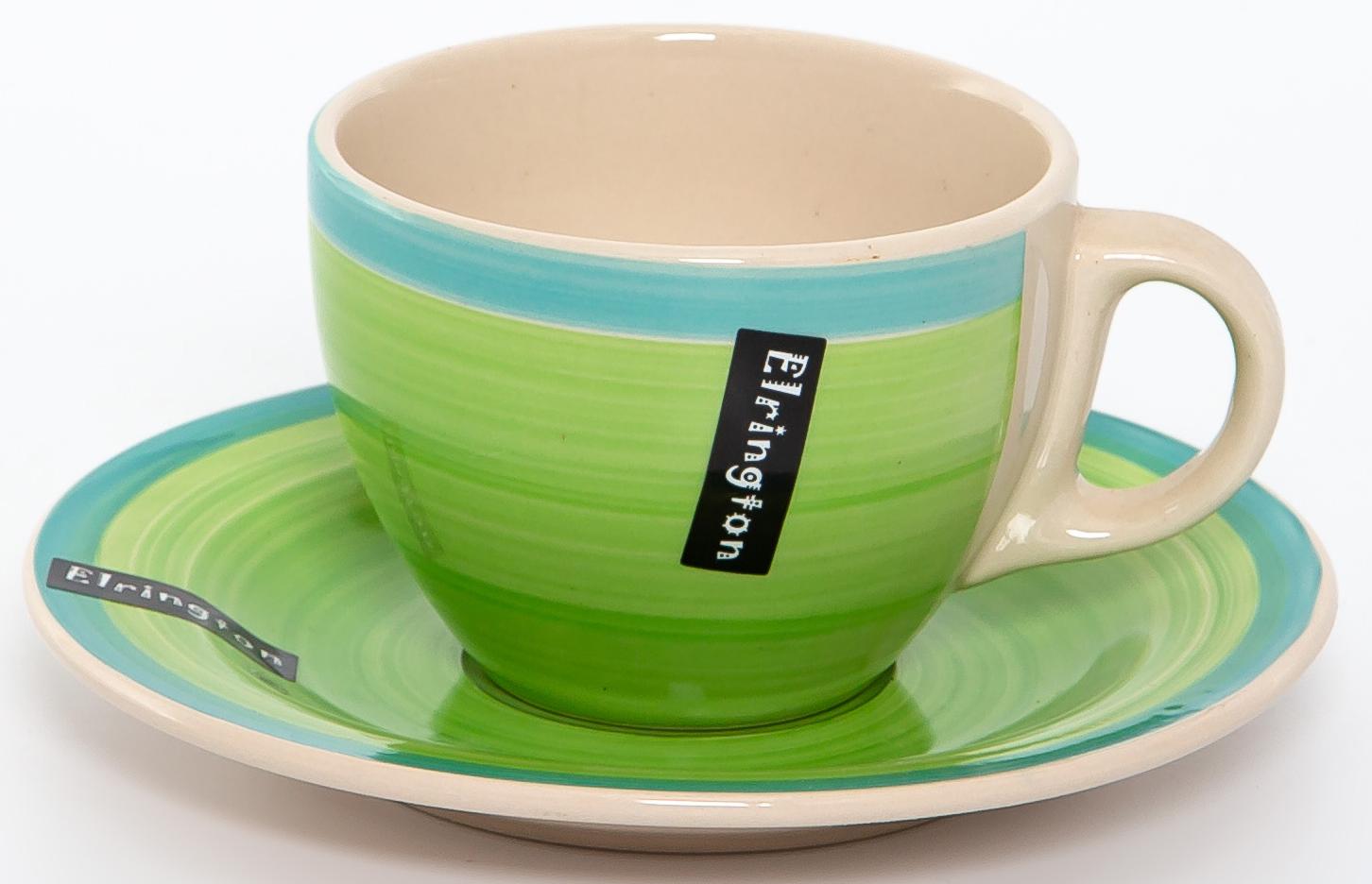 Пара чайная керам. Аэрограф Зелень Лента 220 мл 139-23035