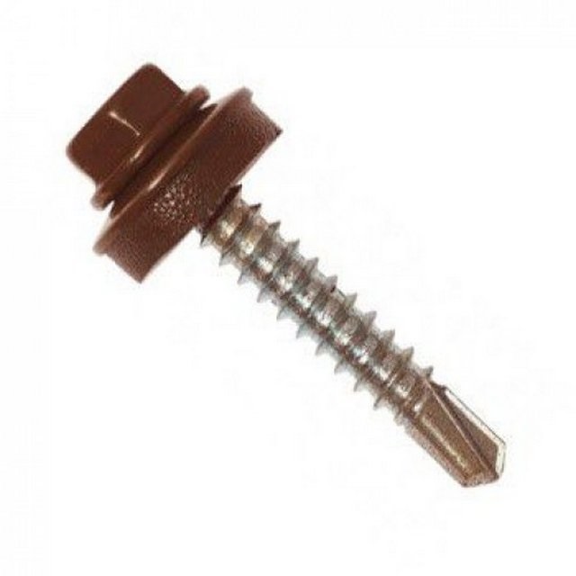 Саморез кровельный RAL8017 4,8х28 темно-коричневый пакет (10шт) BISKREP