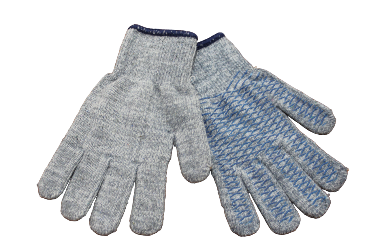 Перчатки х/б серые утепленные (плюш) с ПВХ