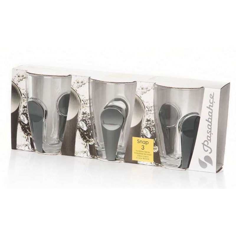 Набор стаканов стекл. снэп 3шт 260мл серый пласт аксессуар 416328/ 