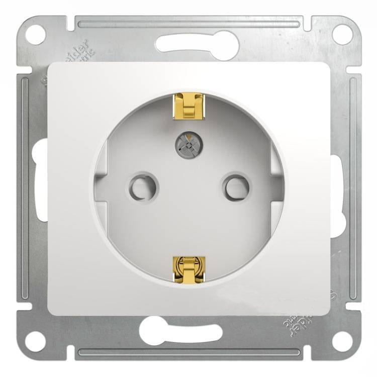 Розетка "Glossa" 1 СП белый механизм с заземлением защ. шторки GSL000145 (481)