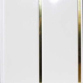 Панель ПВХ Софитто (белый лак) 2 полосы золото 0,24х3,0м
