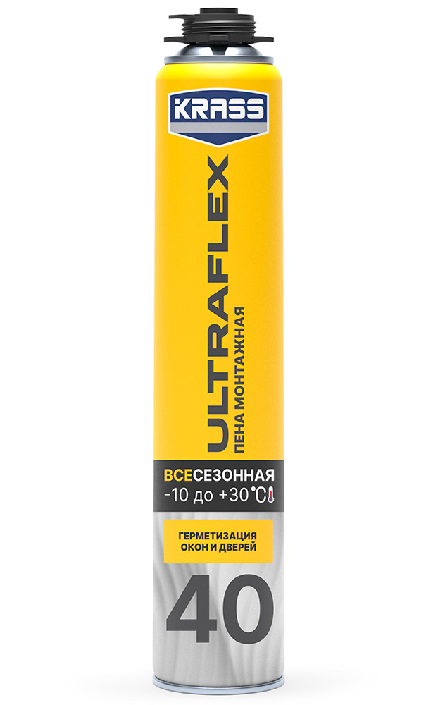 Пена монтажная KRASS ULTRAFLEX 40 Пистолетная Всесезонная 0,6л 