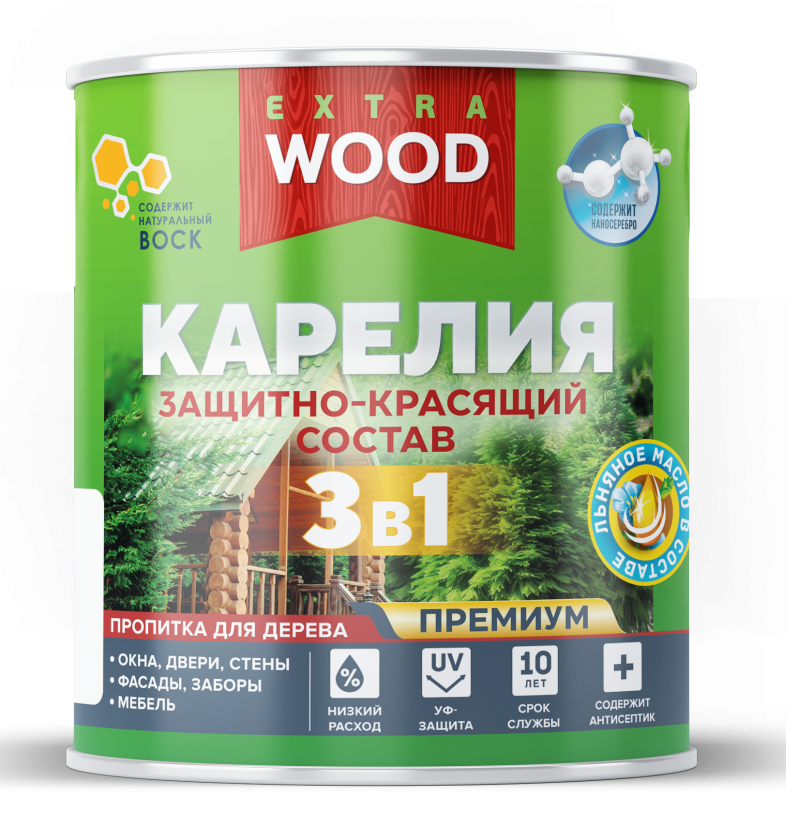 Защитно-красящий состав 3в1 Карелия WOOD EXTRA для древесины Палисандр 0,75л4300016711- купить в АПлайн