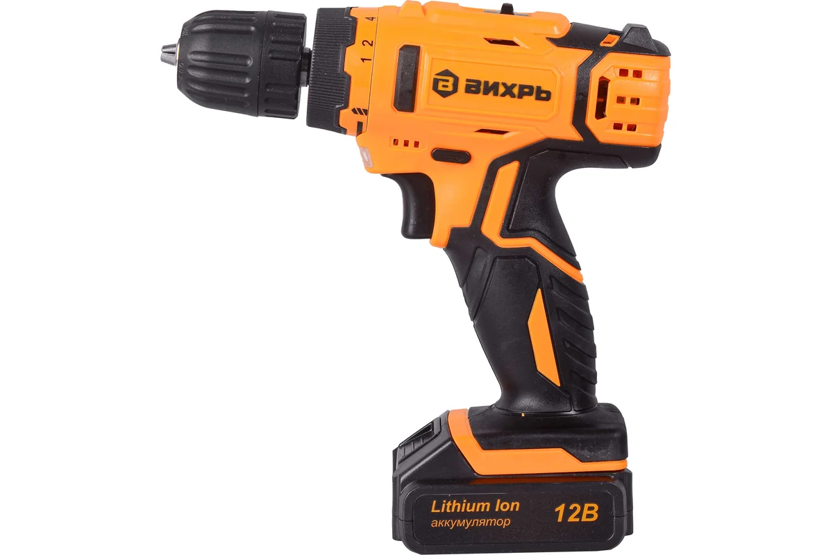Дрель-шуруповерт аккумуляторная 12В, 30Hm, 2х2,0Ач Вихрь ДА-12-2К 72/14/2