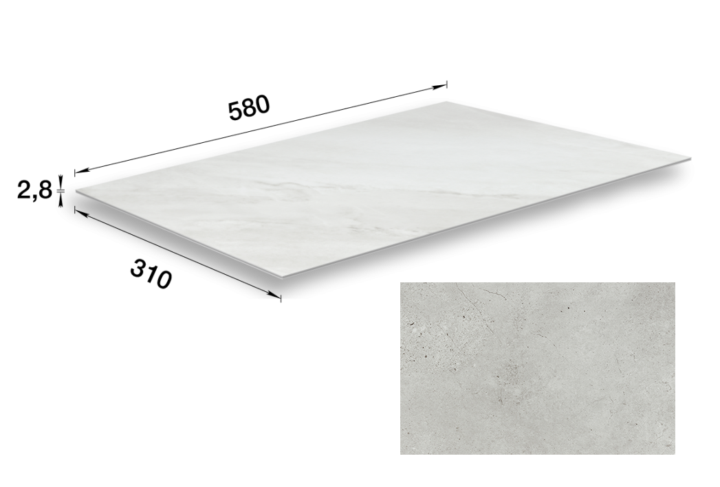 SPC-плитка стеновая 552 Цемент натуральный 310х580х2,8мм "Идеал Керама" 