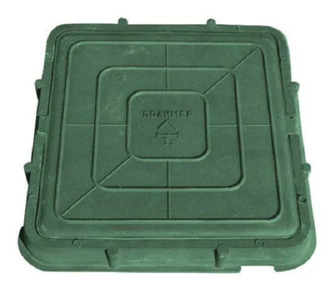 Люк полимерный квадратный зеленый 6 кН (нагрузка 670 кг) 660х60 мм 