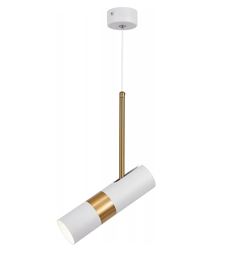 Светильник потолочный подвесной цилиндр белый, золото PL33 WH/GD MR16 GU10 Эра