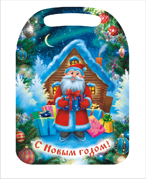 Доска разделочная дерево Дед Мороз с подарком 29х21х0.6см К-190 511137