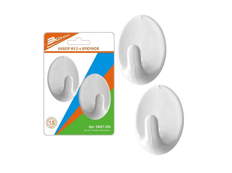 Крючок пласт. самоклеящийся ЭКОНОМ овал 2шт арт.SM27-204 