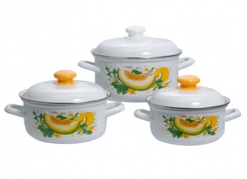 НАБОР ПОСУДЫ ЭМАЛ. КАСТРЮЛИ ЯРКО-ЖЕЛТЫЙ ЦИЛИНДРИЧЕСКИЙ 2,0Л, 3,0Л ЭТ-72987