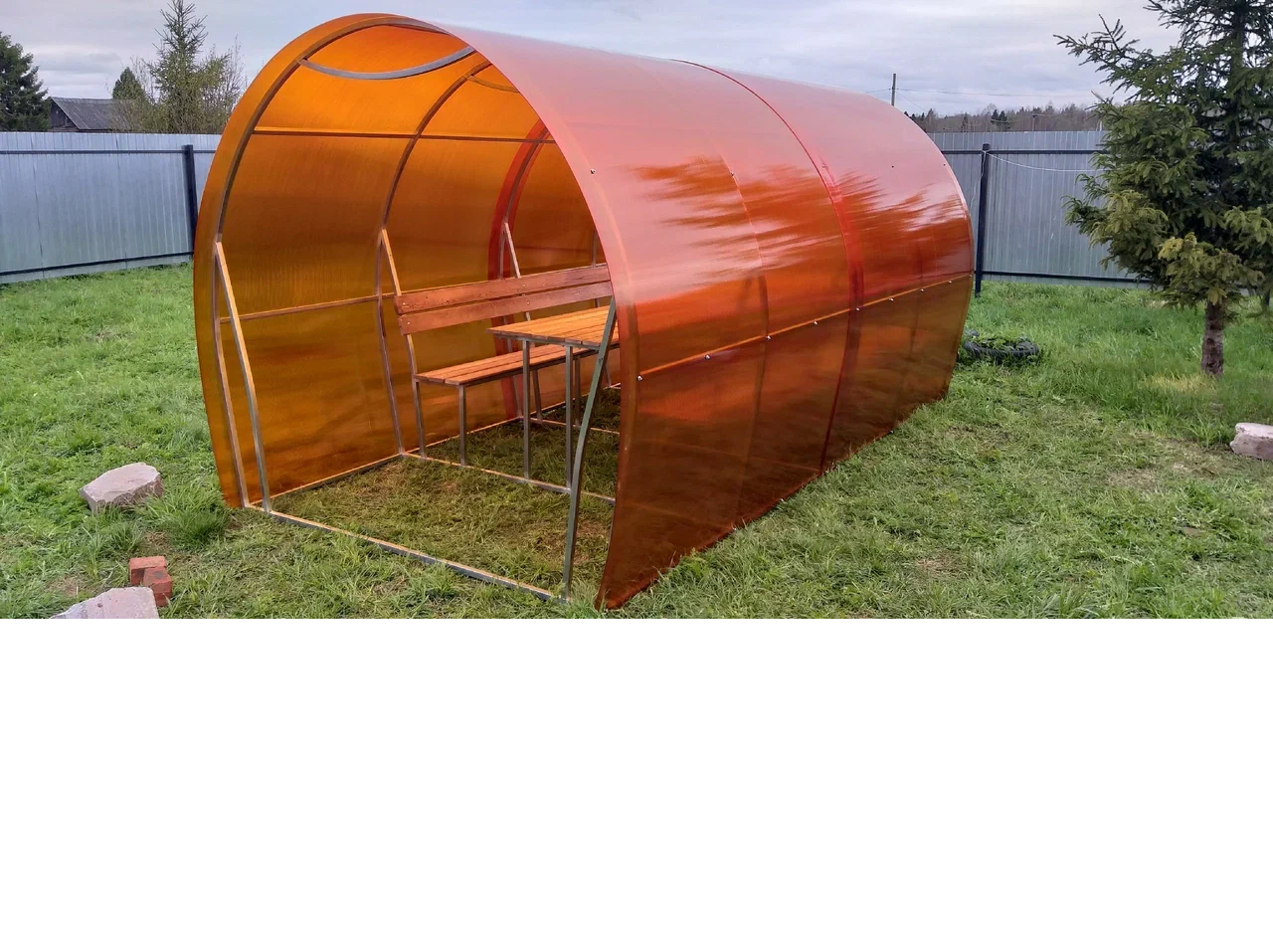 Каркас беседки КОМФОРТ ПЛЮС с местом под мангал металл из оцинк.трубы 25х25мм 4,1х2,34м 012