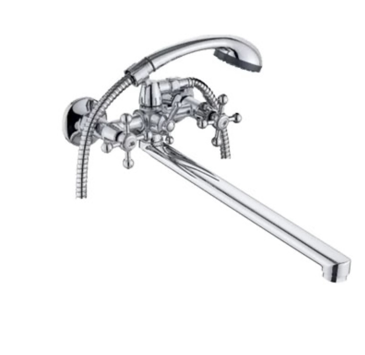 Смеситель для ванны GR с 2-мя рукоятками с изливом F-35см. перекл.душа 123130-GR123130-GR- купить в АПлайн