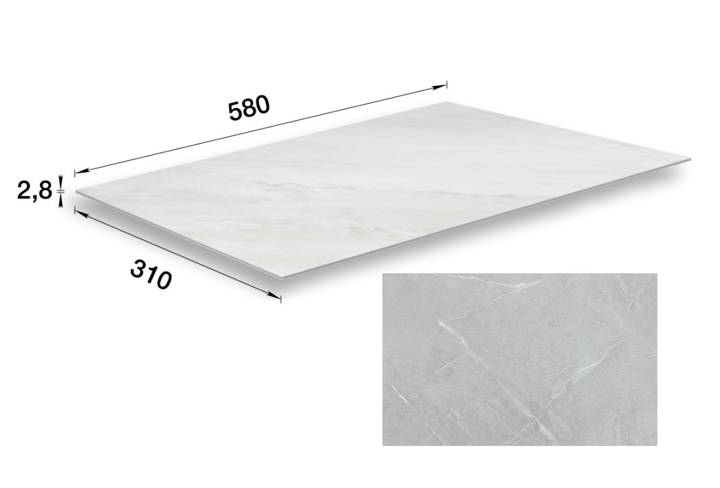 SPC-плитка стеновая 556 Каррара пепельный 310х580х2,8мм "Идеал Керама" 