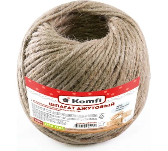 Шпагат джутовый Komfi/6 50м 1200 текс бурый HRD050T 3388HRD050T 3388- купить в АПлайн