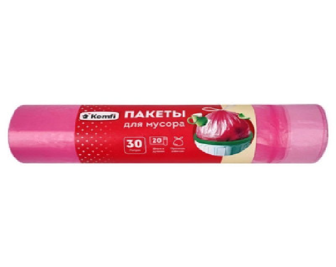 Мешки для мусора Komfi/30 ПНД 30л 20шт с завязками  розовые MUSPI02 35356MUSPI02 35356- купить в АПлайн