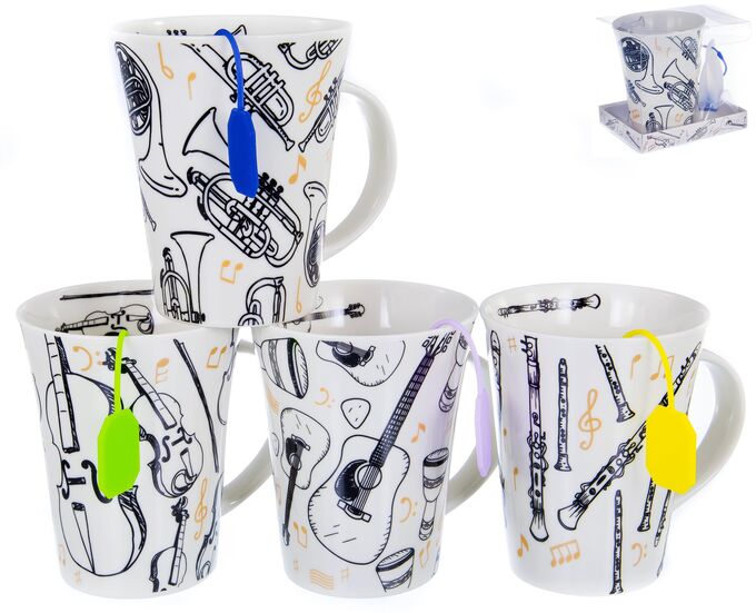 Набор керам. время подарков - время чудес! new bone China: кружка 380мл +силикон ситечко 144-09008