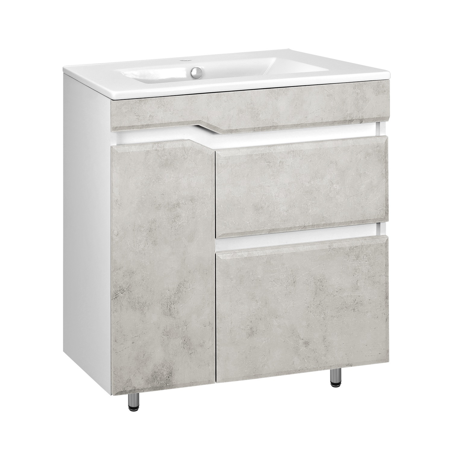 УЦЕНКА! Тумба TOPPUS "VELVET 75" светлый камень 440х740х820 мм с умывальником "Quadro 75" 9811.016