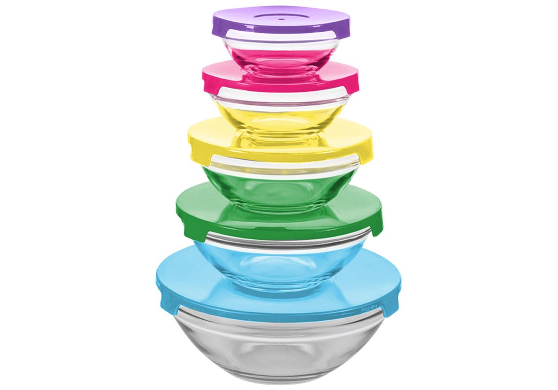 Набор стекл. INSALATO 5 мисок с крышками 105-920мл 007177