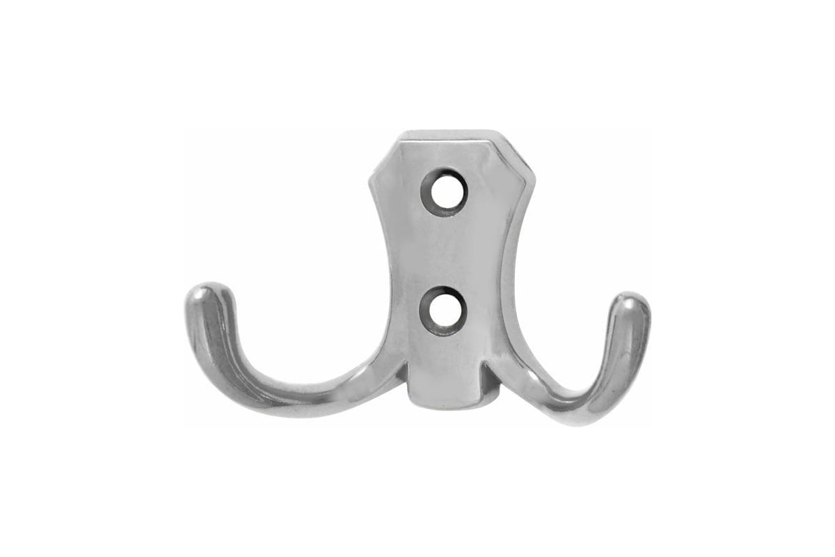Крючок-вешалка 1010 2-рожковый средний хром