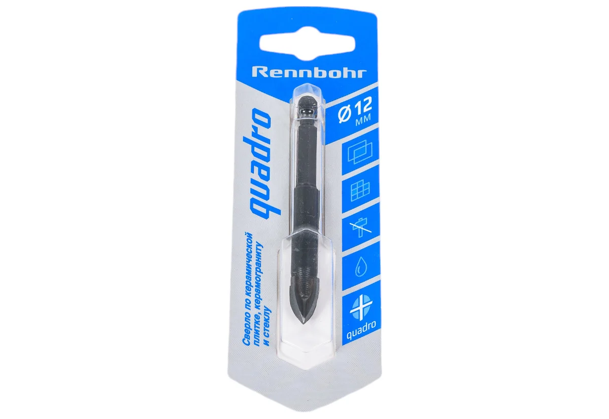 Сверло по керамике 12мм HEX хвостовик Quadro Rennbohr 676112