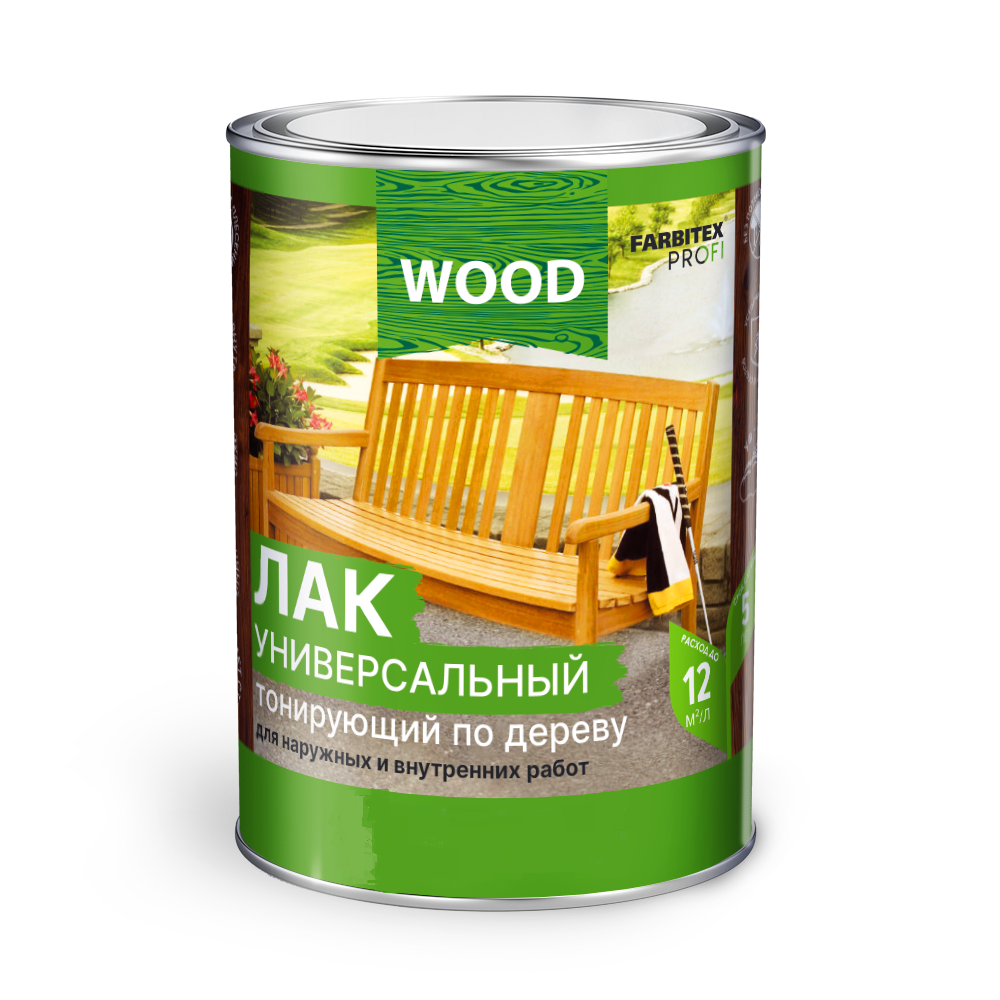 Лак алкидно-уретановый FARBITEX PROFI WOOD универсальный тонирующий по дереву тик 0,9л4300009384- купить в АПлайн