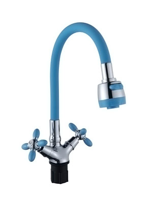 Смеситель для кухни АНТЕЙ РАДУГА голубой с силиконовым изливом 5770713