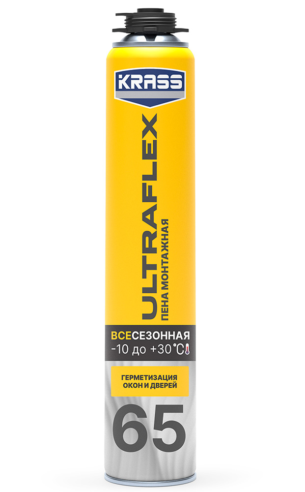 Пена монтажная KRASS ULTRAFLEX 65 Пистолетная Всесезонная 0,8л Лк-00003983- купить в АПлайн