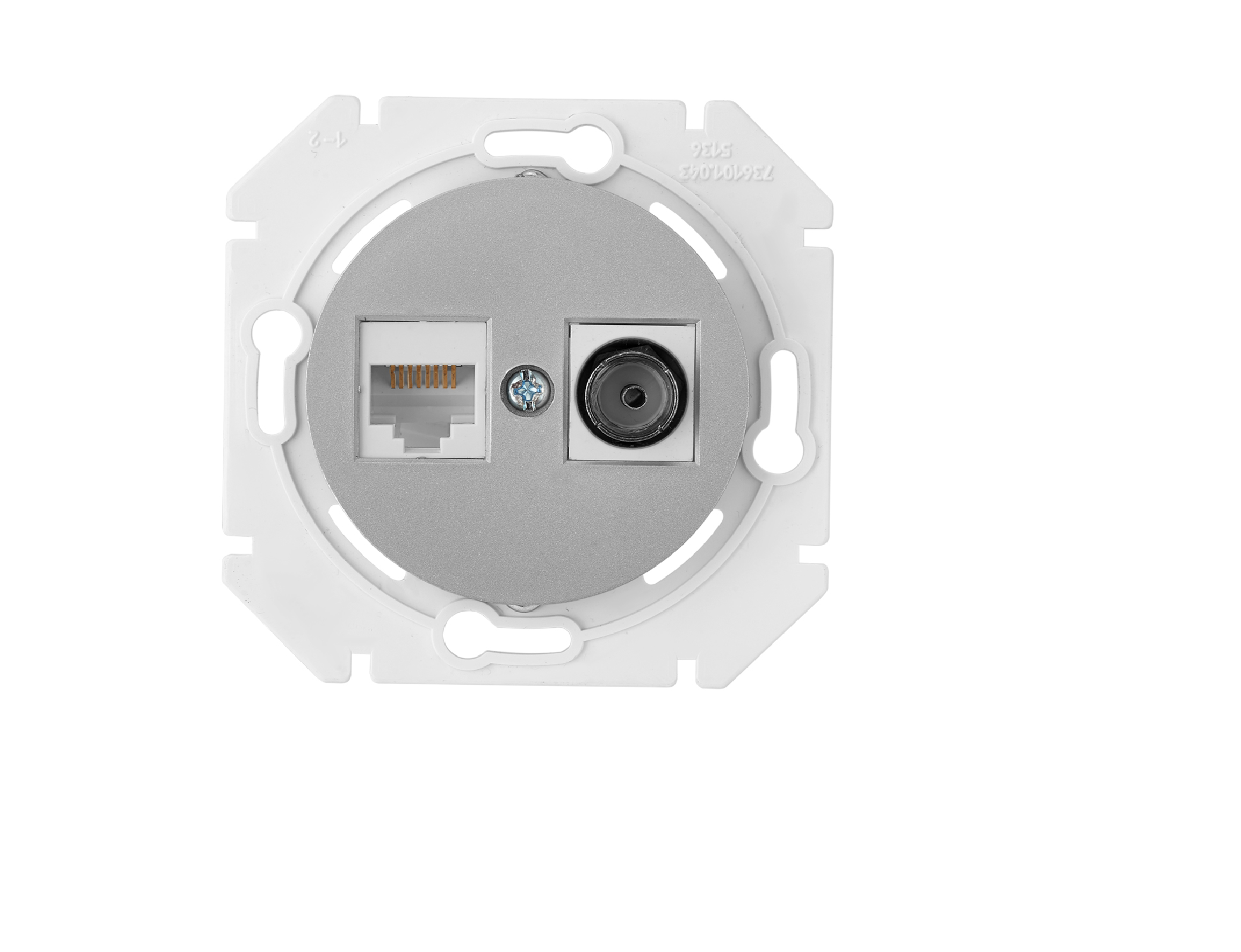 Розетка "Ретро Прованс" 2 СП серебро компьютерная механизм RJ-45+TV Bylectrica ТК-6351 (573)